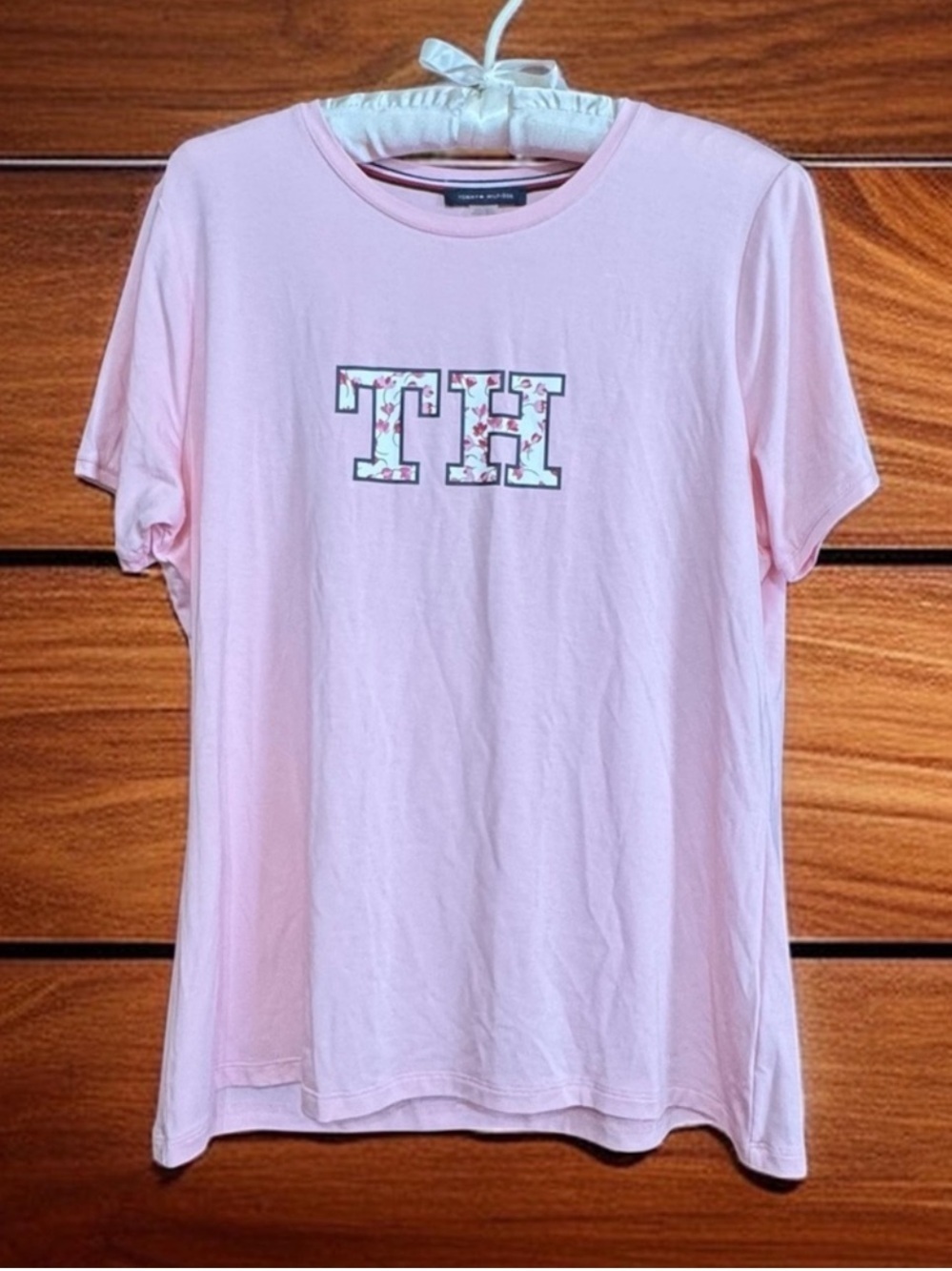 TOMMY HILFIGER PINK LOGO TOP SIZE LARGE